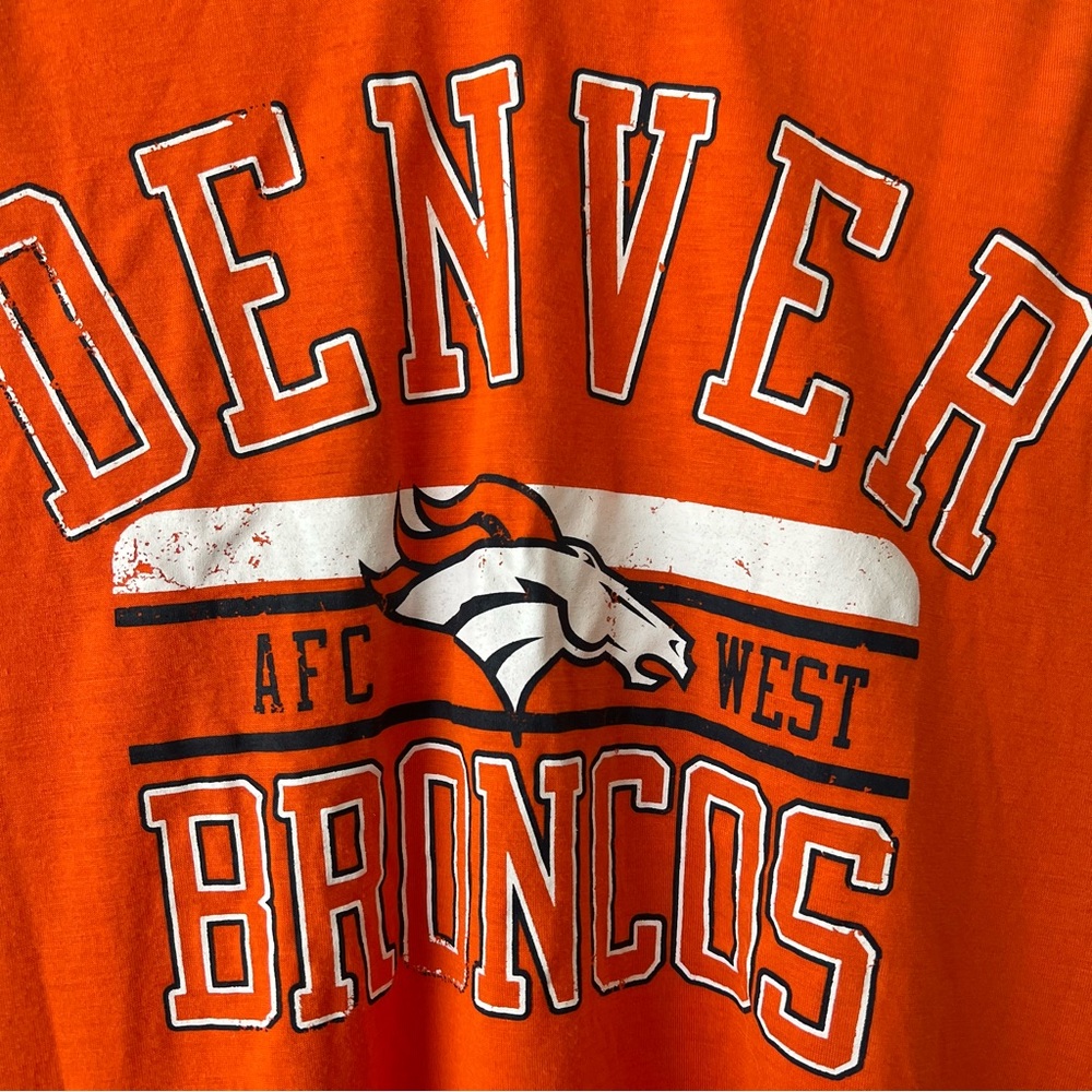 NFL Denver Broncos Raglan Sleeve Baseball T-shirt Long Orange Blue Women's Large - Picture 3 of 5
